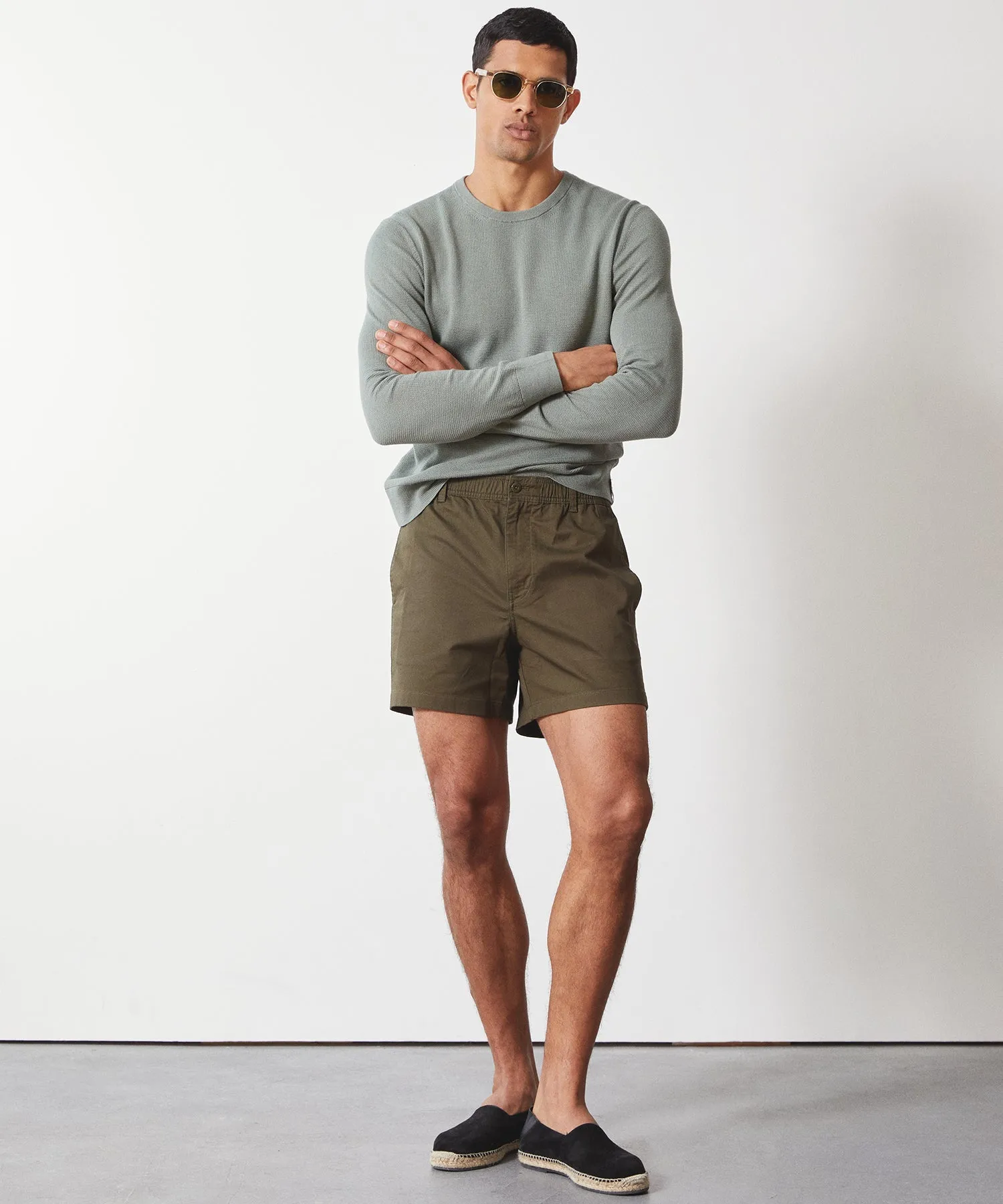 5" Cotton Beachcomber Short in Snyder Olive