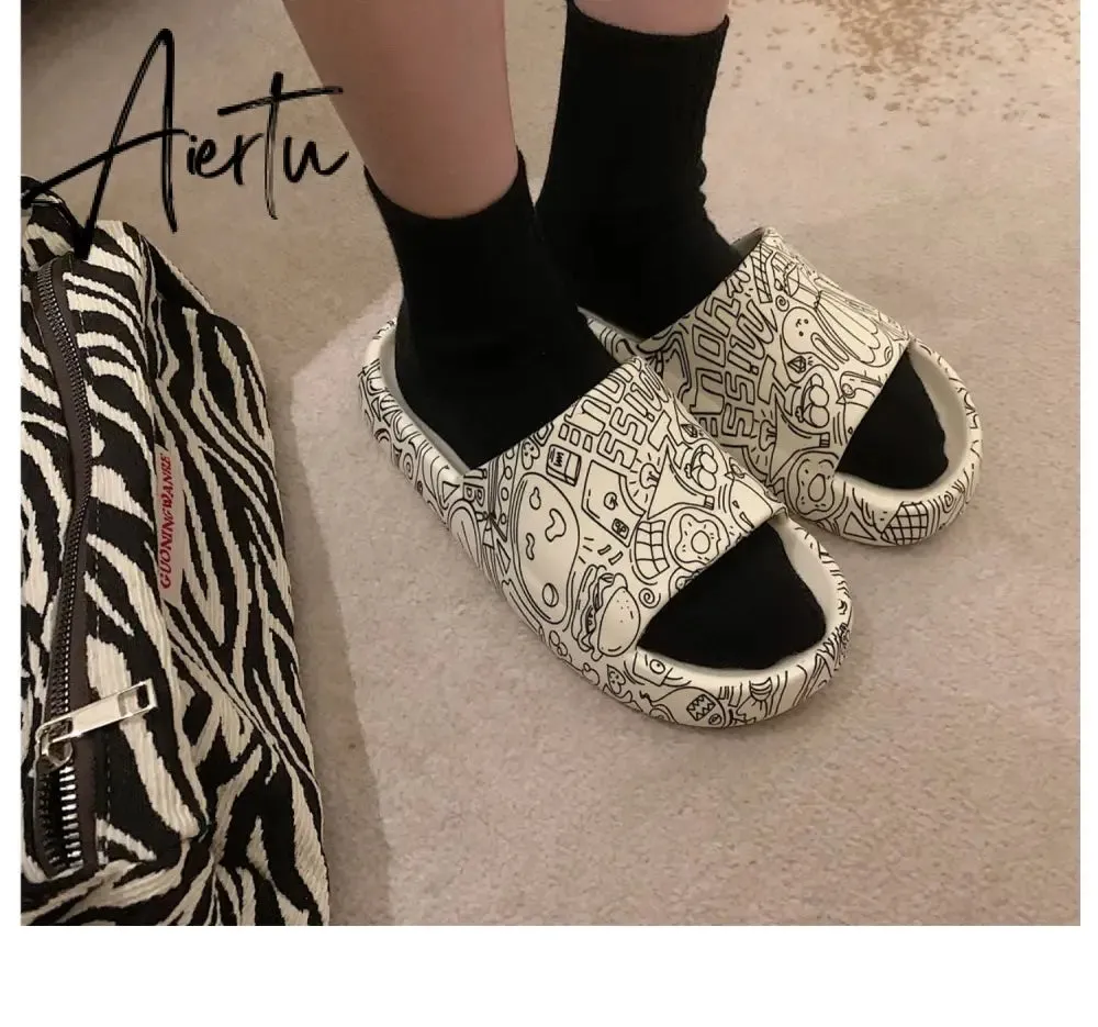 Aiertu Woman Fashion Streetwear Slippers Solid Color Simple Slippers Anti-Slip Bathroom Slippers For Women Girls Minimalist Sandals