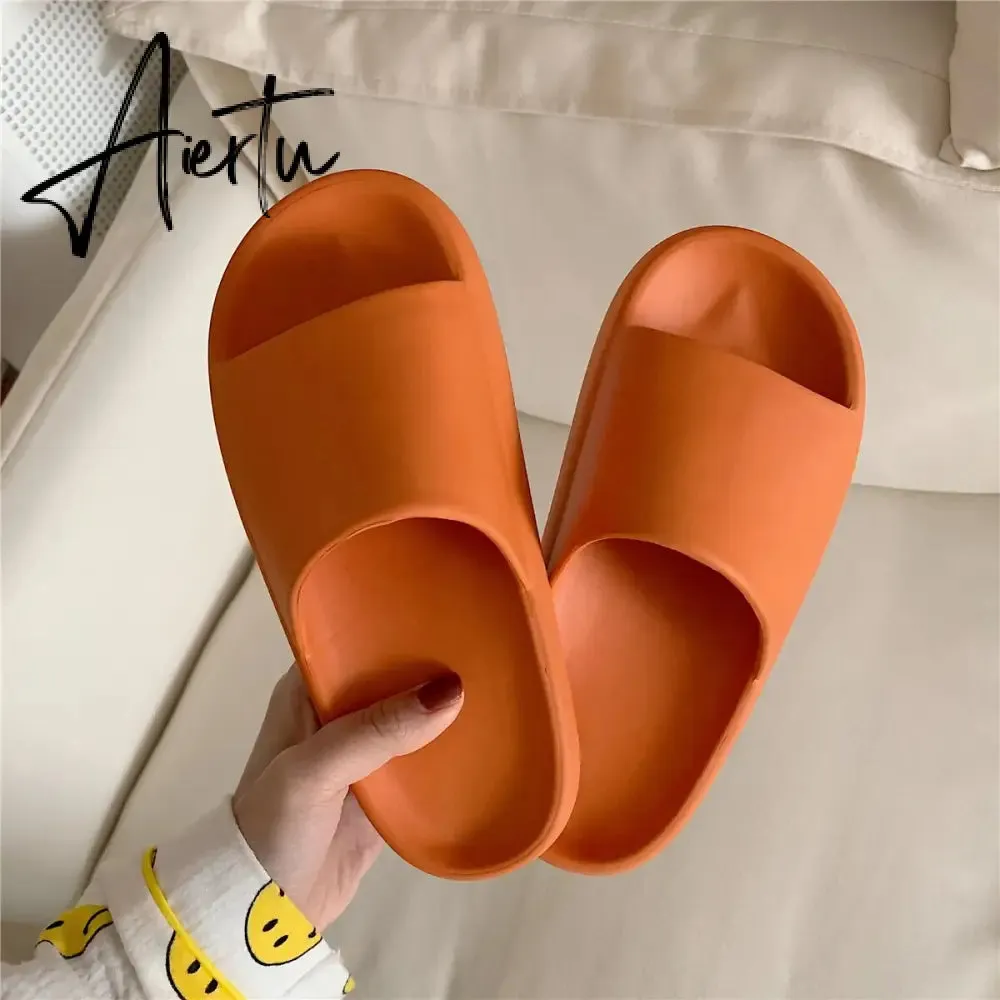 Aiertu Woman Fashion Streetwear Slippers Solid Color Simple Slippers Anti-Slip Bathroom Slippers For Women Girls Minimalist Sandals