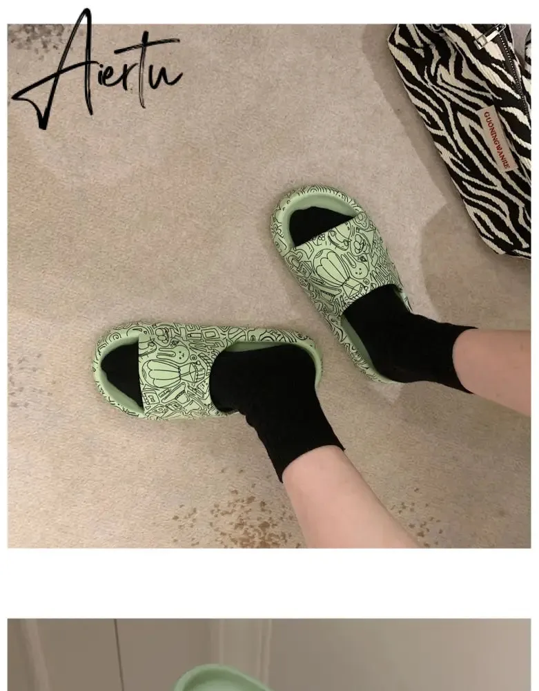 Aiertu Woman Fashion Streetwear Slippers Solid Color Simple Slippers Anti-Slip Bathroom Slippers For Women Girls Minimalist Sandals