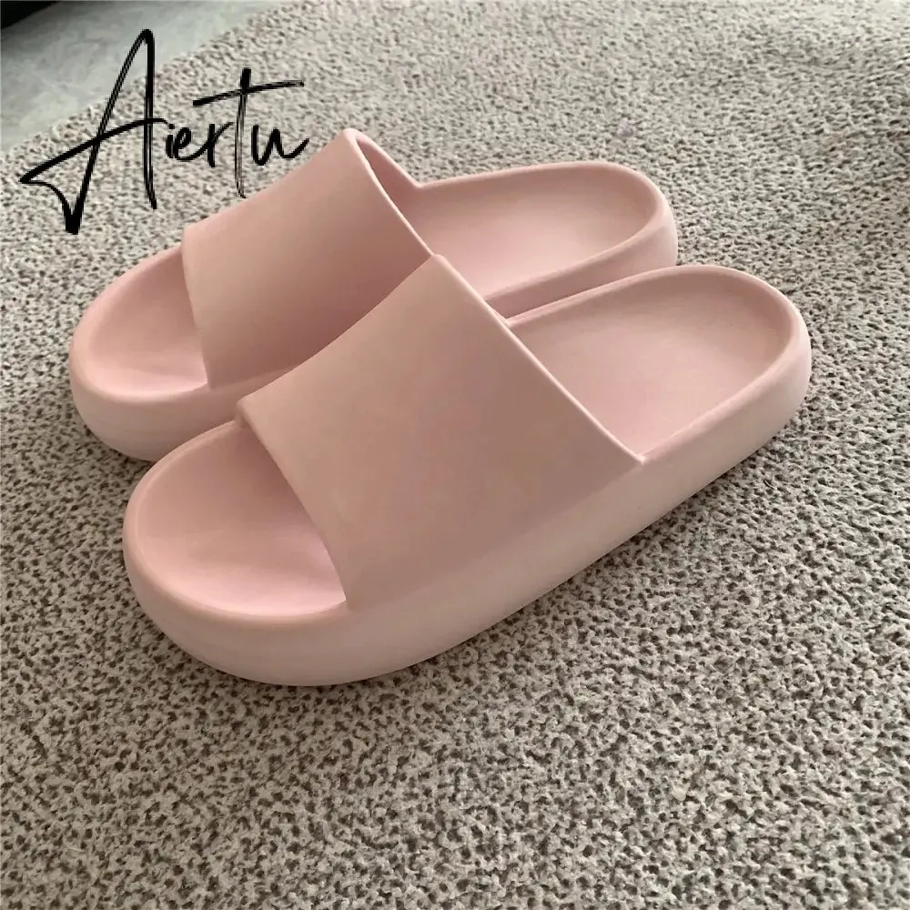 Aiertu Woman Fashion Streetwear Slippers Solid Color Simple Slippers Anti-Slip Bathroom Slippers For Women Girls Minimalist Sandals