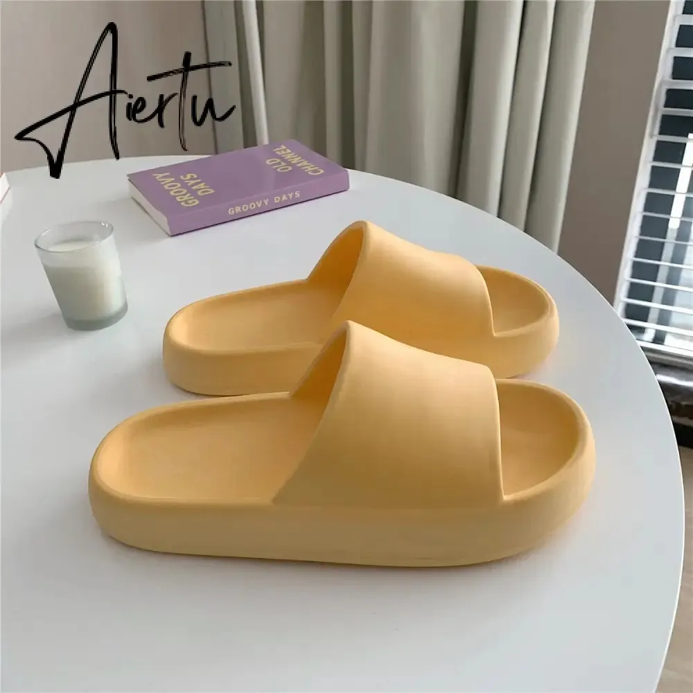 Aiertu Woman Fashion Streetwear Slippers Solid Color Simple Slippers Anti-Slip Bathroom Slippers For Women Girls Minimalist Sandals