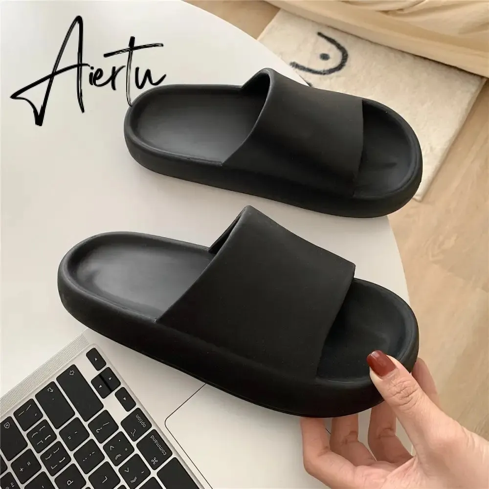 Aiertu Woman Fashion Streetwear Slippers Solid Color Simple Slippers Anti-Slip Bathroom Slippers For Women Girls Minimalist Sandals