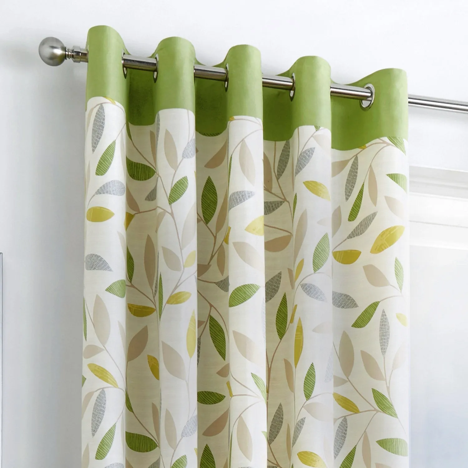 Beechwood Green Leaf Trail Eyelet Curtains