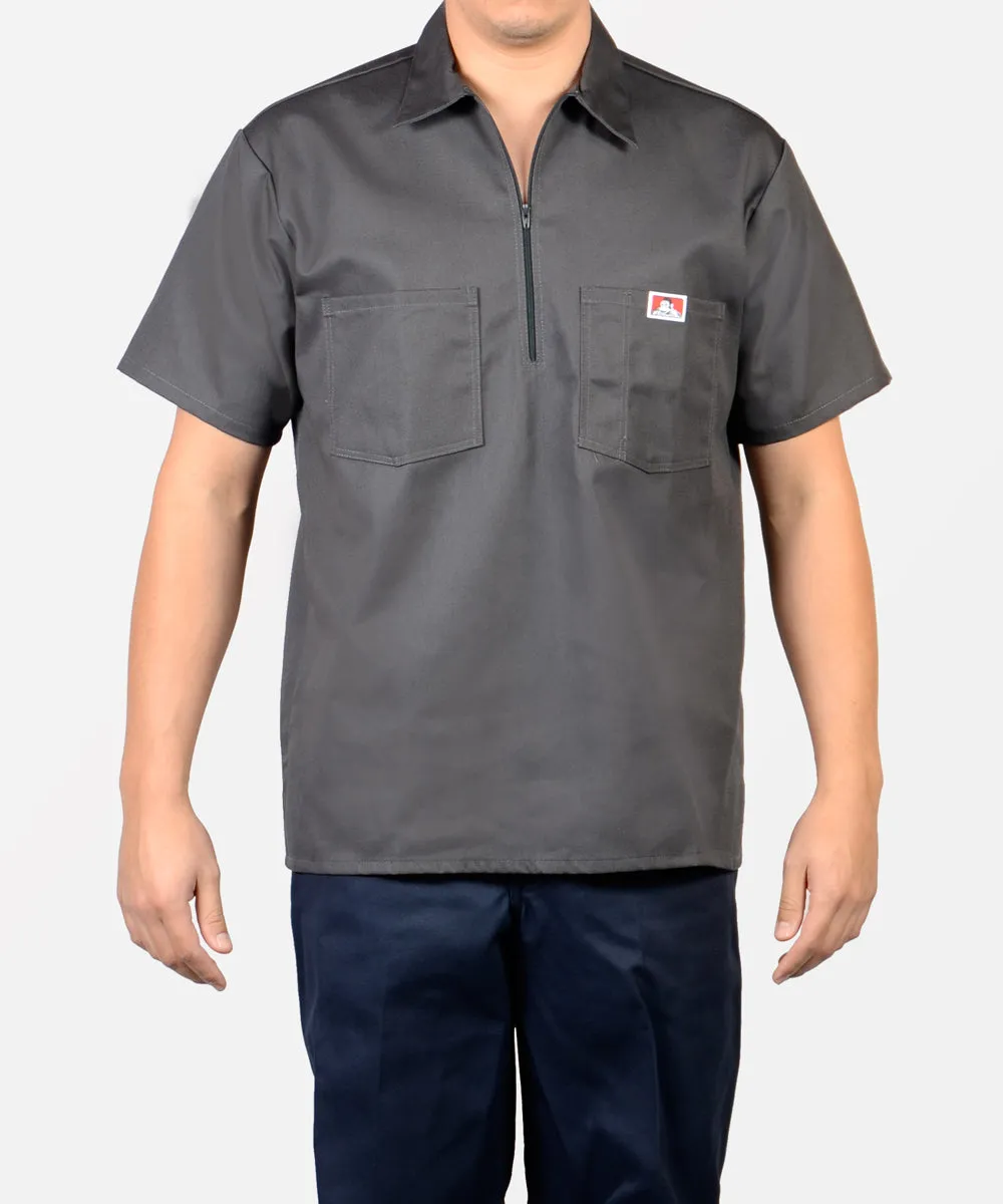 Ben Davis Short Sleeve Half-Zip Work Shirt - Charcoal