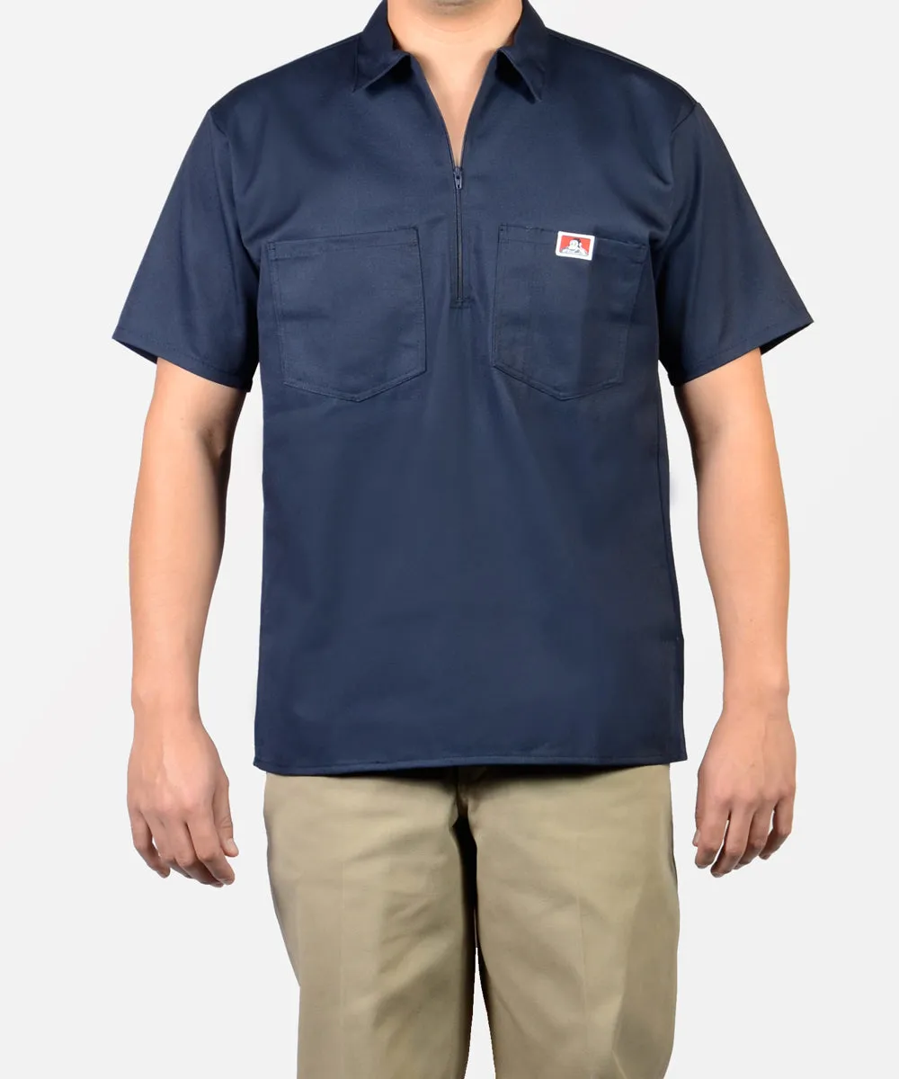 Ben Davis Short Sleeve Half-Zip Work Shirt - Navy