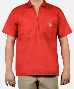 Ben Davis Short Sleeve Half-Zip Work Shirt - Red