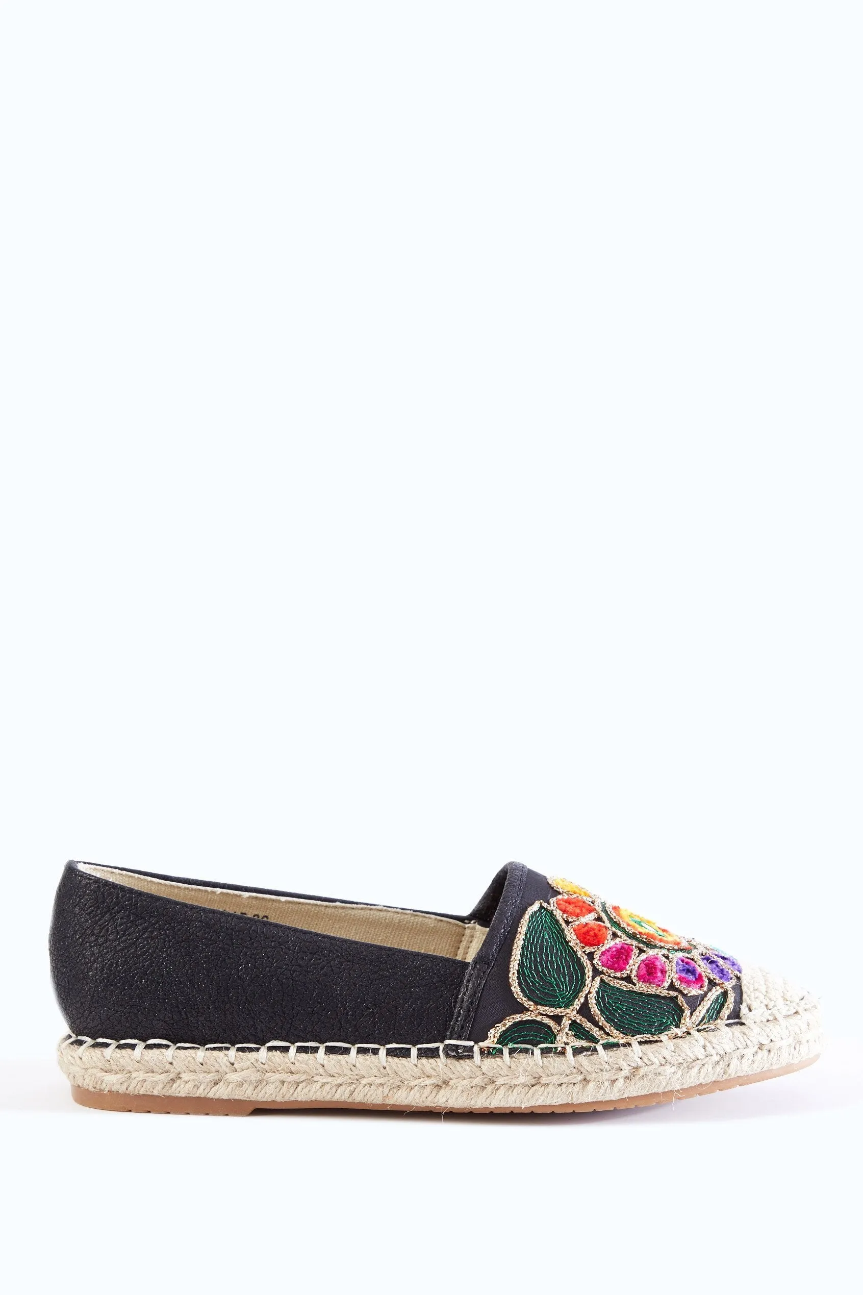 Black Embellished Toe Espadrilles