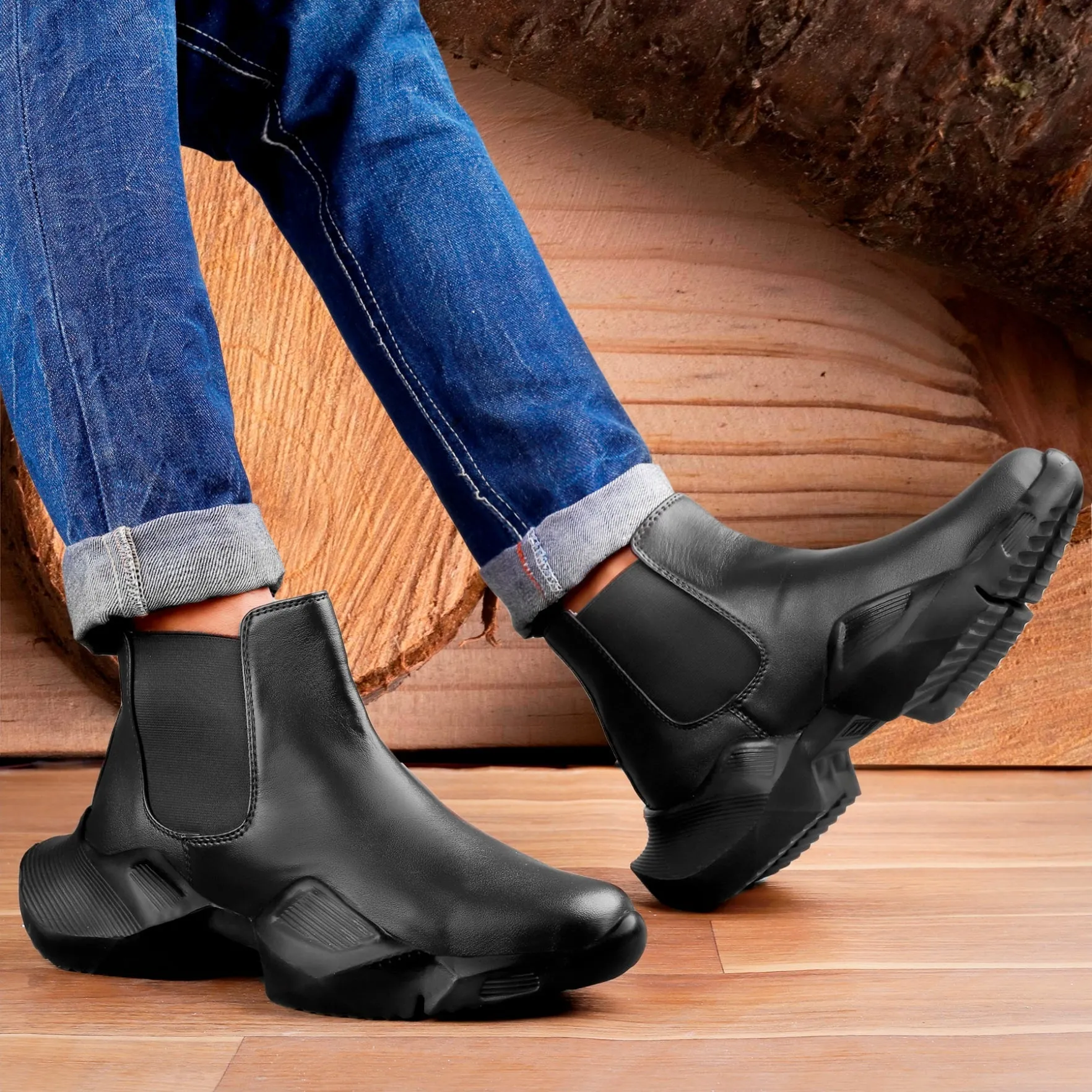 Bxxy Faux Leather Trendiest Slip-on Boots for Men