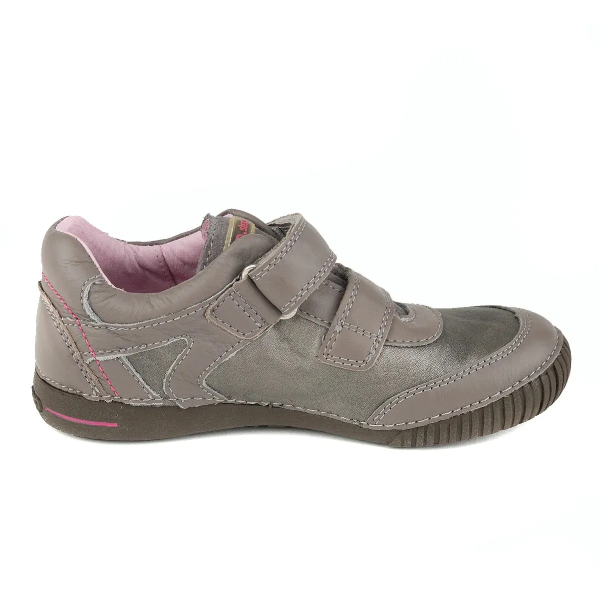 D.D. Step Big Kid Girl Double Strap Shoes Khaki With Star - Supportive Leather From Europe Kids Orthopedic