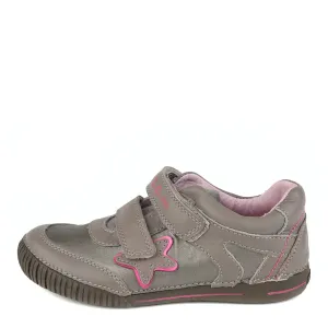 D.D. Step Big Kid Girl Double Strap Shoes Khaki With Star - Supportive Leather From Europe Kids Orthopedic