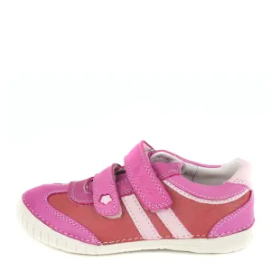 D.D. Step Little Kid Girl Double Strap Shoes Dark Pink - Supportive Leather From Europe Kids Orthopedic