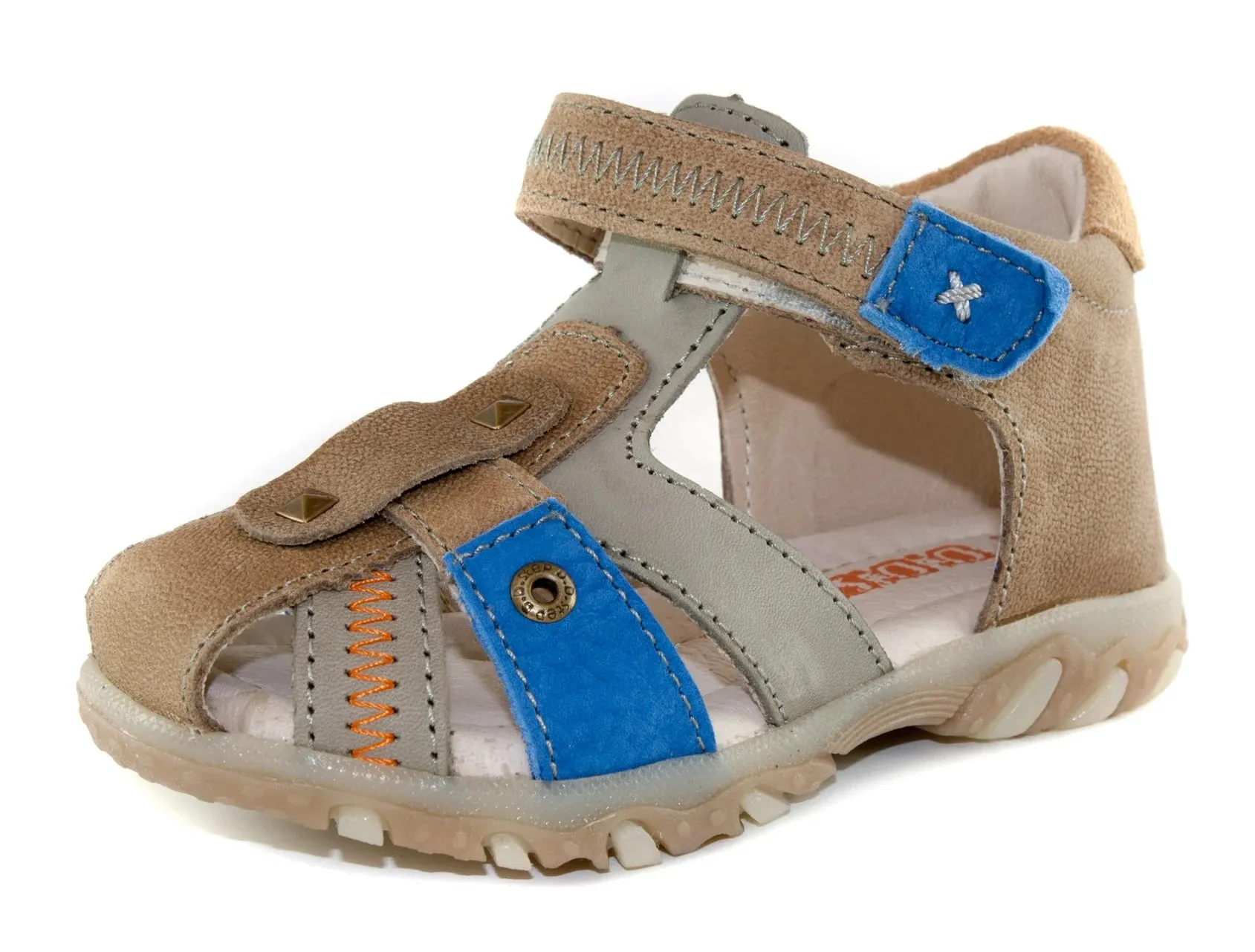 D.D. Step Toddler Boy Sandals Brown, Grey And Blue - Supportive Leather Shoes From Europe Kids Orthopedic