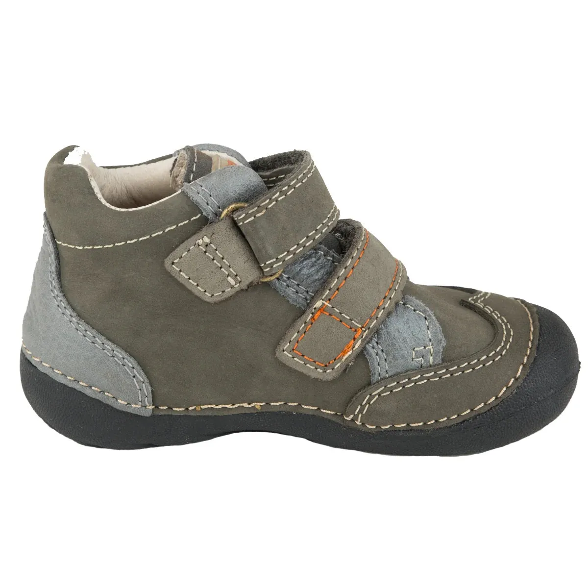 D.D. Step Toddler Boy Shoes Brown And Grey With Numbers - Supportive Leather From Europe Kids Orthopedic