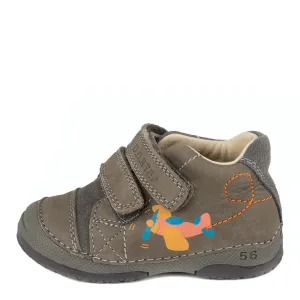 D.D. Step Toddler Boy Shoes Brown With Orange Aeroplane - Supportive Leather From Europe Kids Orthopedic