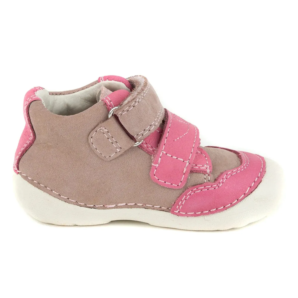 D.D. Step Toddler Girl Shoes Beige And Pink With Heart - Supportive Leather From Europe Kids Orthopedic