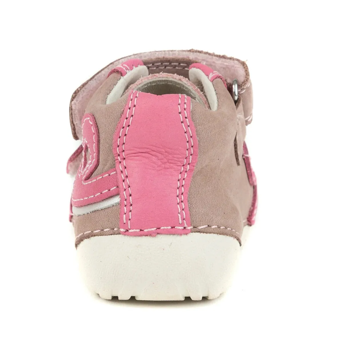 D.D. Step Toddler Girl Shoes Beige And Pink With Heart - Supportive Leather From Europe Kids Orthopedic