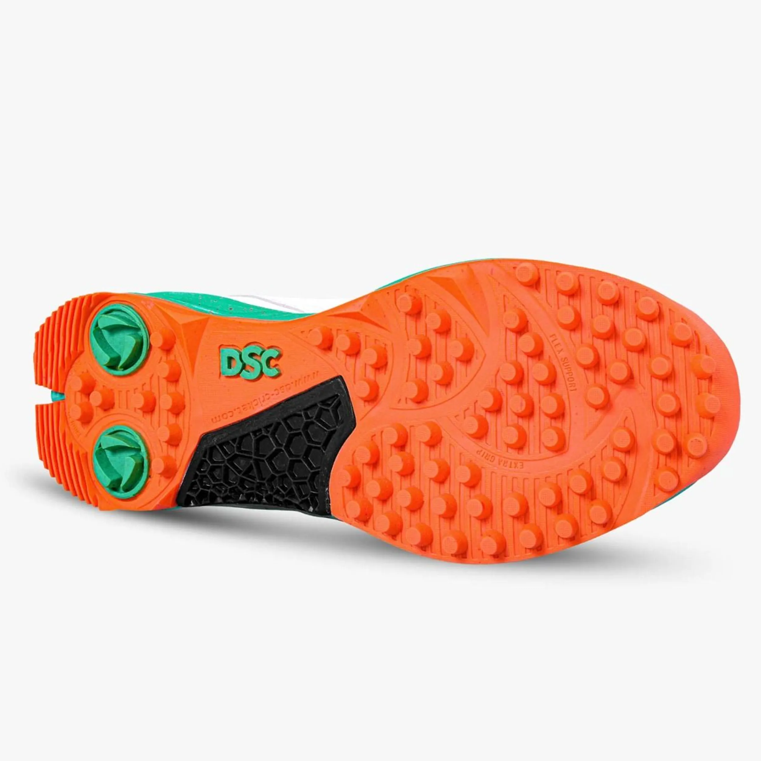 DSC Jaffa 22 Cricket Spike Shoes (Sea Green / Fluro Orange)