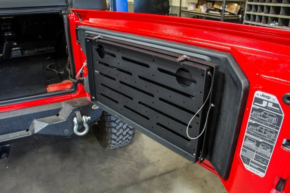 DV8 Off Road Folding Trail Table Jeep Wrangler JL (2018-2021) Rear Door