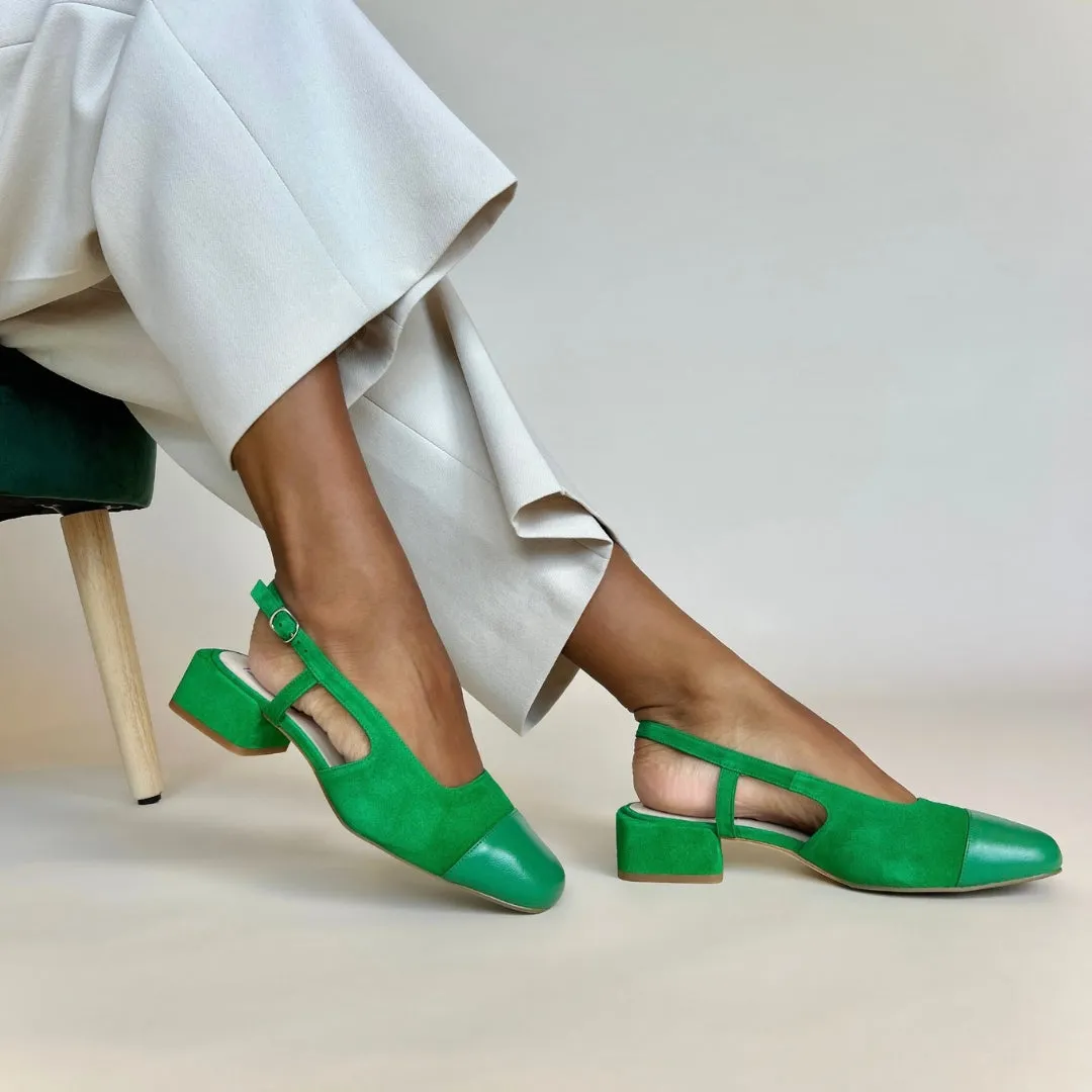 Fern Wide Fit Court - Green Suede