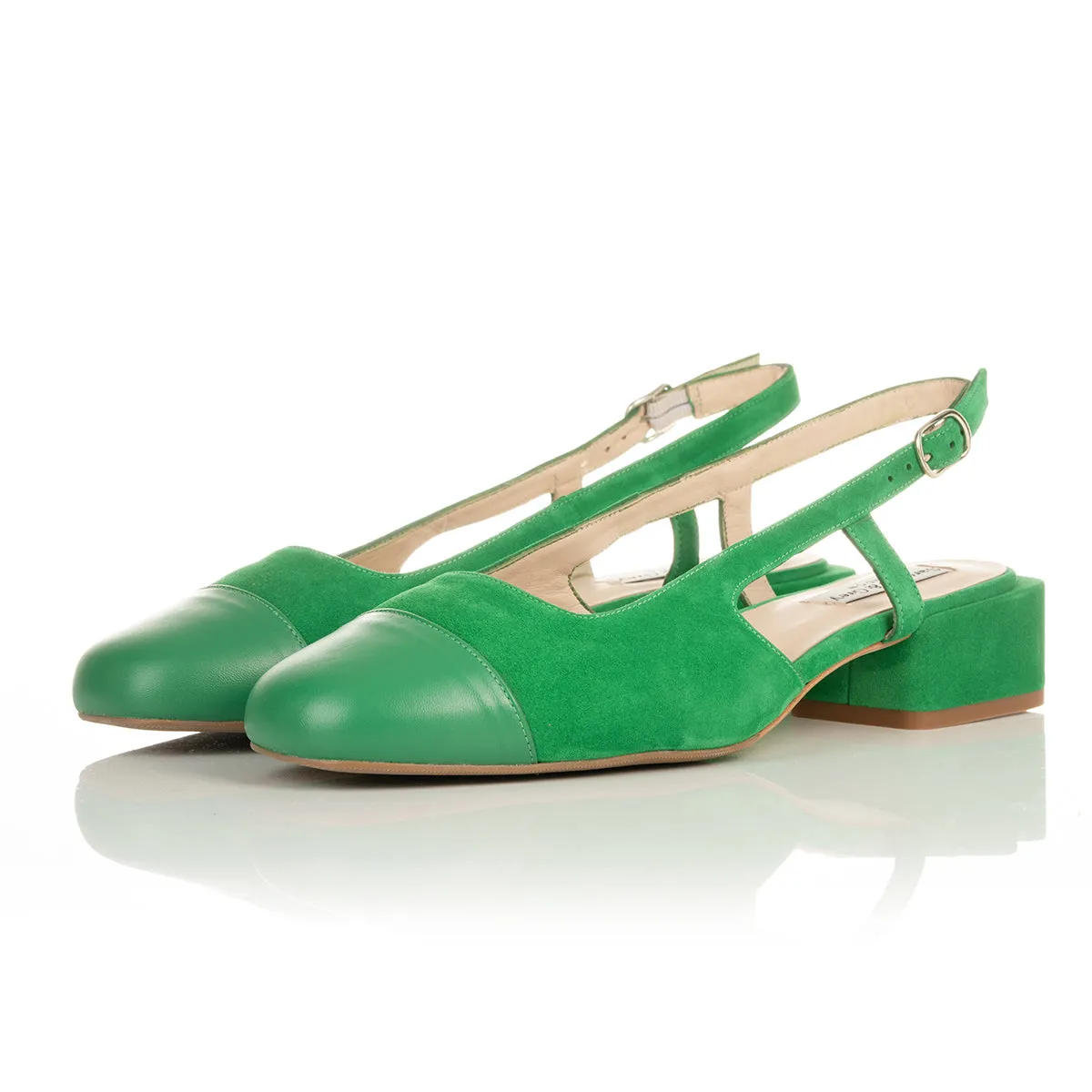 Fern Wide Fit Court - Green Suede