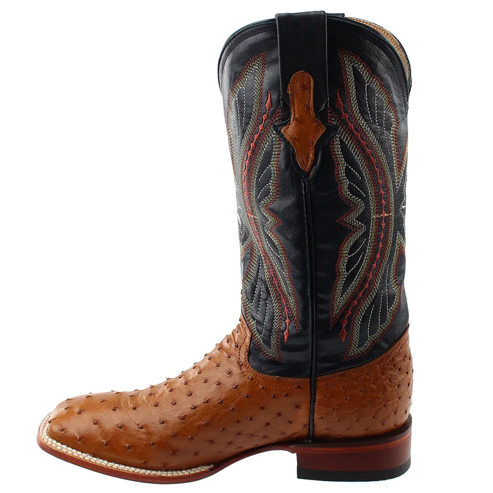 Full Quill Ostrich Square Toe Cowboy Boots