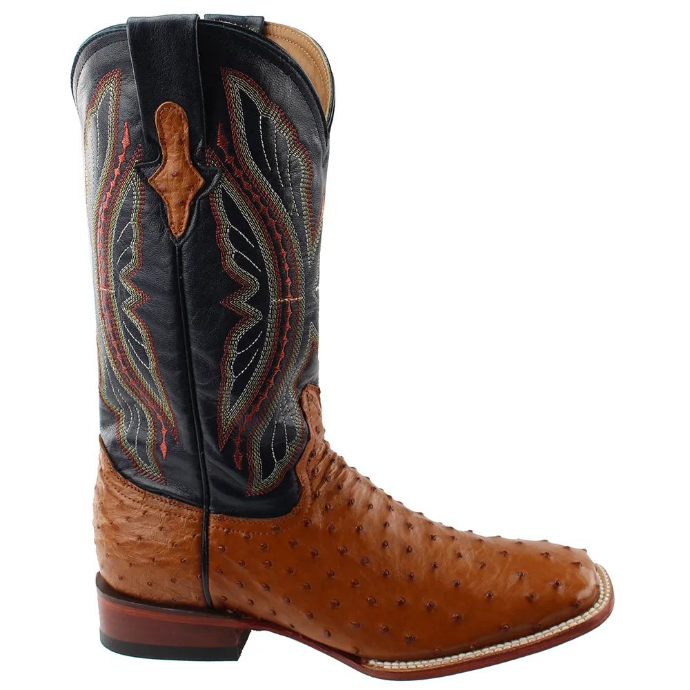 Full Quill Ostrich Square Toe Cowboy Boots