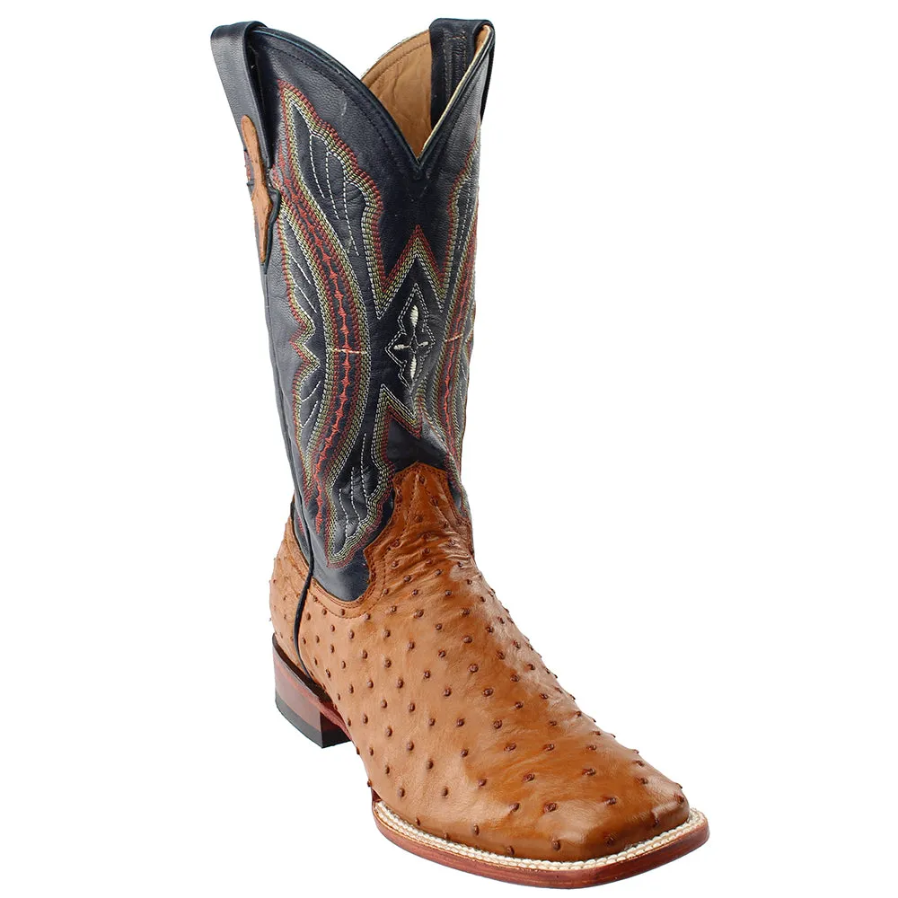 Full Quill Ostrich Square Toe Cowboy Boots