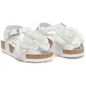 Girls White Rose Sandals