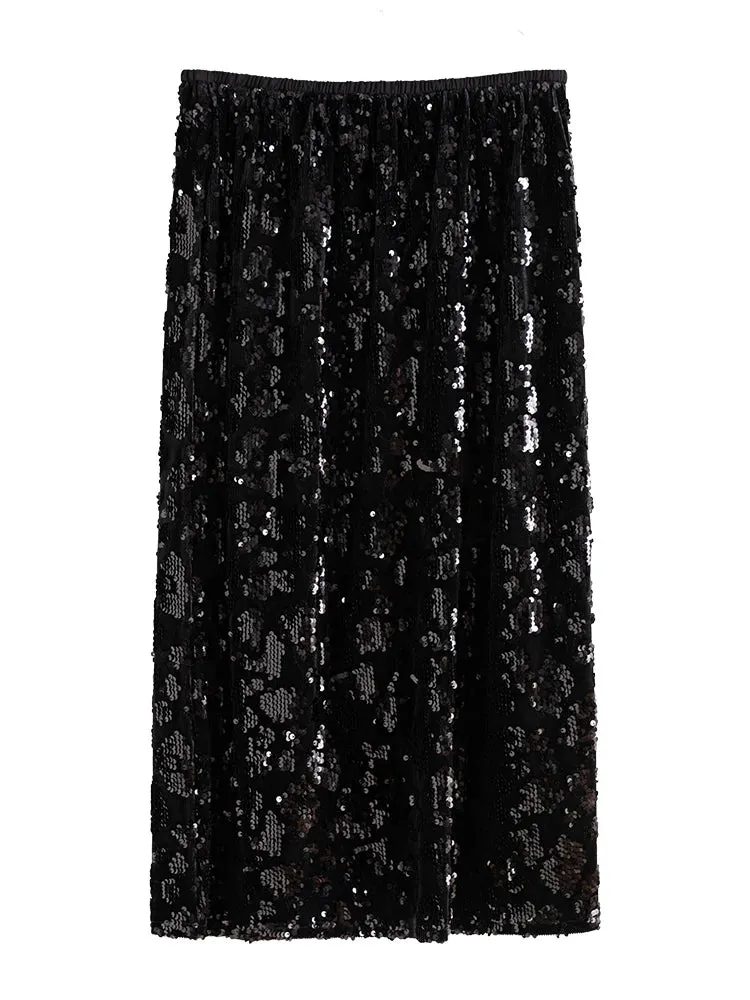 Gisella Sequin Black Skirt