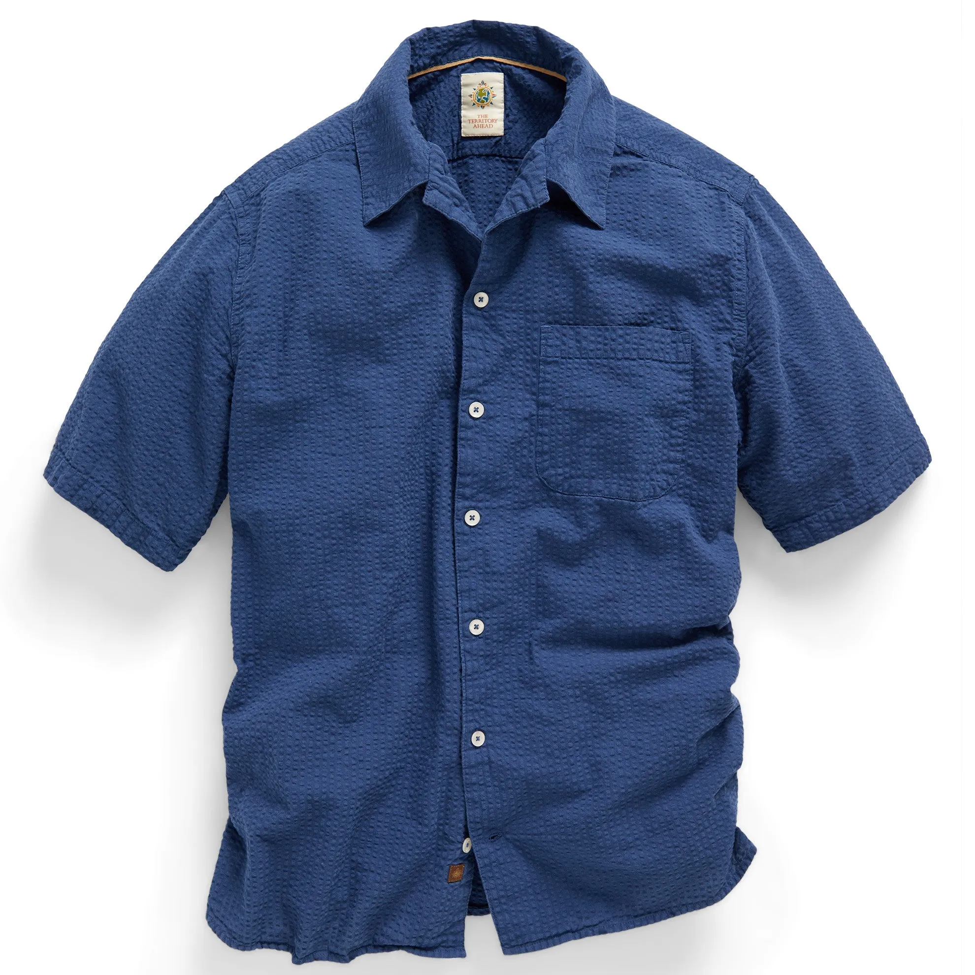 Gregale Short-Sleeve Solid Seersucker Shirt - Tall