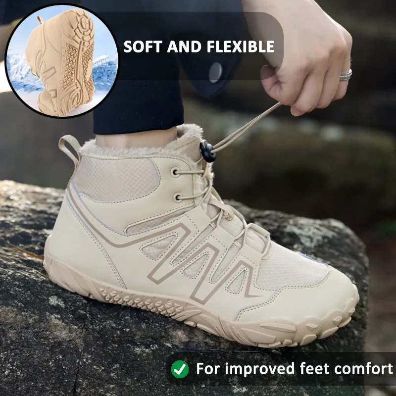 High-Top Warm Comfortable Snow Boots Non-slip & Waterproof Winter Barefoot Shoe (Unisex)