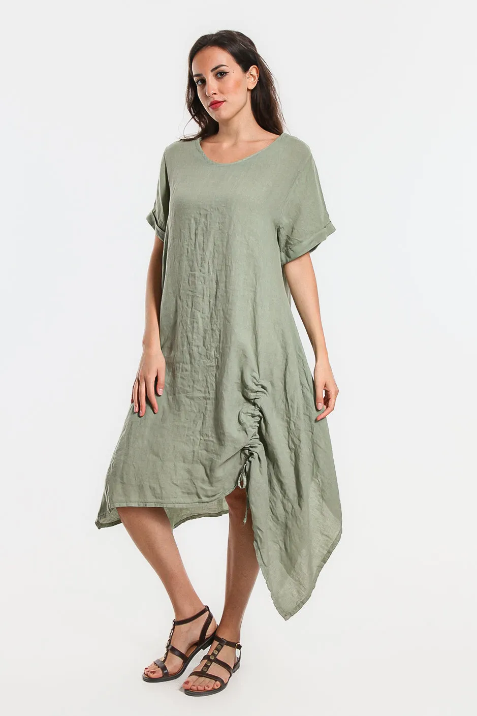 Jayde Drawstring Linen Dress (DSS116)