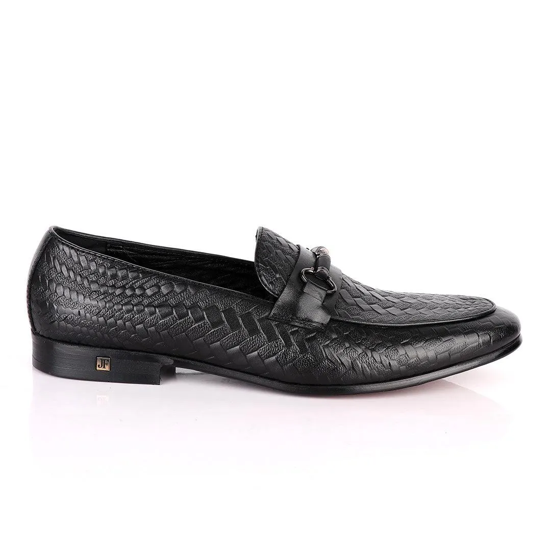 John Foster Exquisite Chain Head Black Leather Shoe