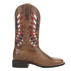 Longview Tooled Inlay Square Toe Cowboy Boots