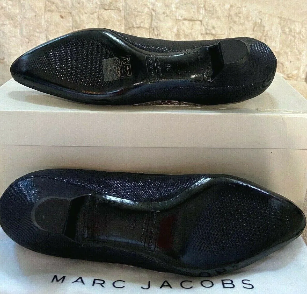 Marc Jacobs Black Low Heeled Toe Cut Out Slipper Court Shoes UK 3.5 US 6 EU 36