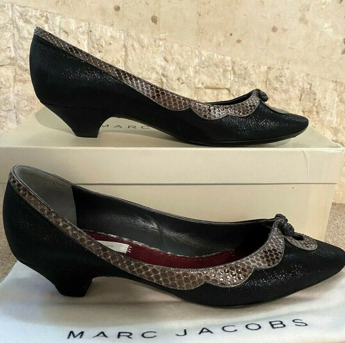 Marc Jacobs Black Low Heeled Toe Cut Out Slipper Court Shoes UK 3.5 US 6 EU 36