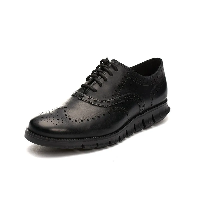 Men Lace Up Carved Flat Brogue Shoes