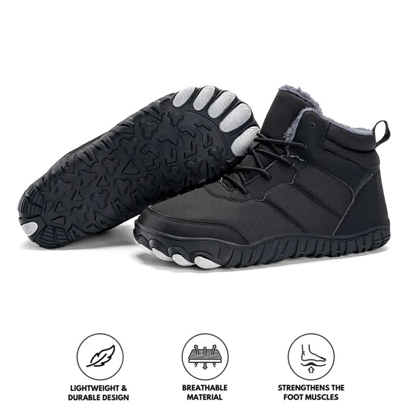 Men Outdoor Cotton Shoes Warm Snow Boots Non-slip & Waterproof Winter Barefoot Shoes