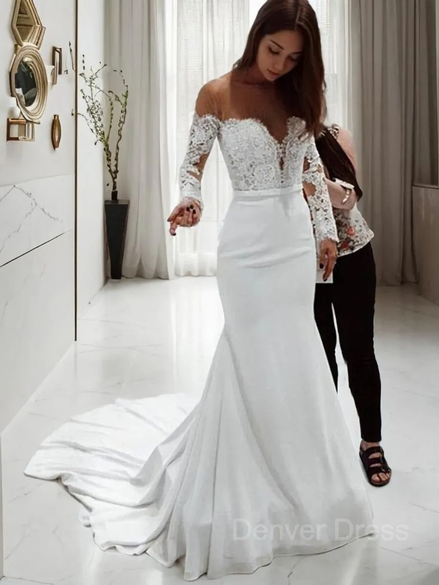 Mermaid Off-the-Shoulder Court Train Chiffon Wedding Dresses