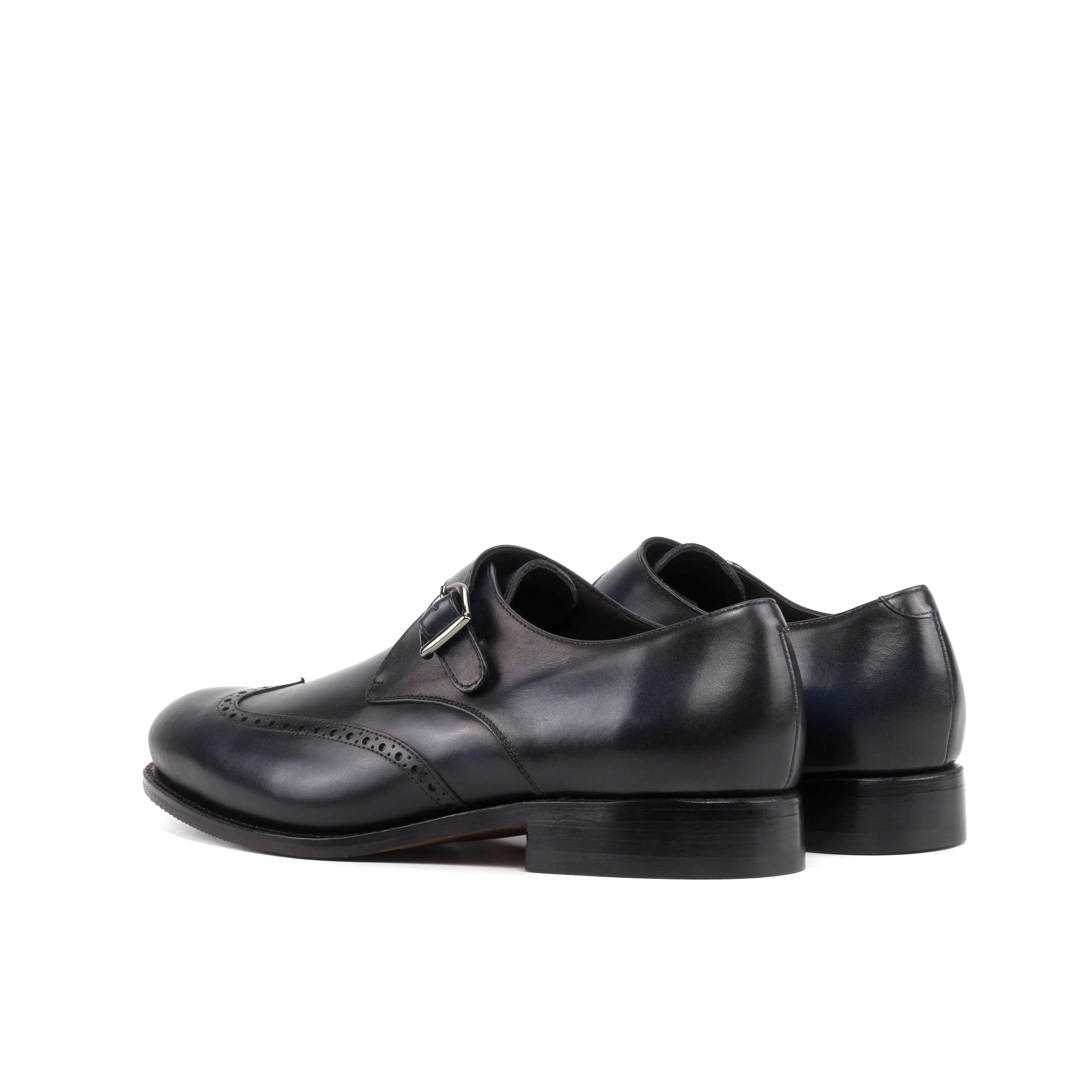 Navy Single Monk Strap Shoes