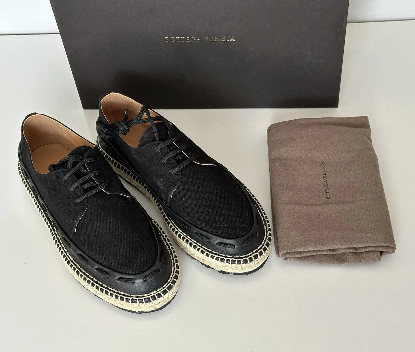 NIB $620 Bottega Veneta Men's Slip-on Espadrilles Shoes Black 10 US (43) 578267