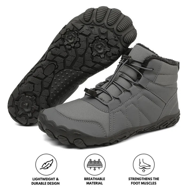 Outdoor Thickened Cotton Shoes Snow Boots Non-slip & Waterproof Winter Barefoot Shoe (Unisex)