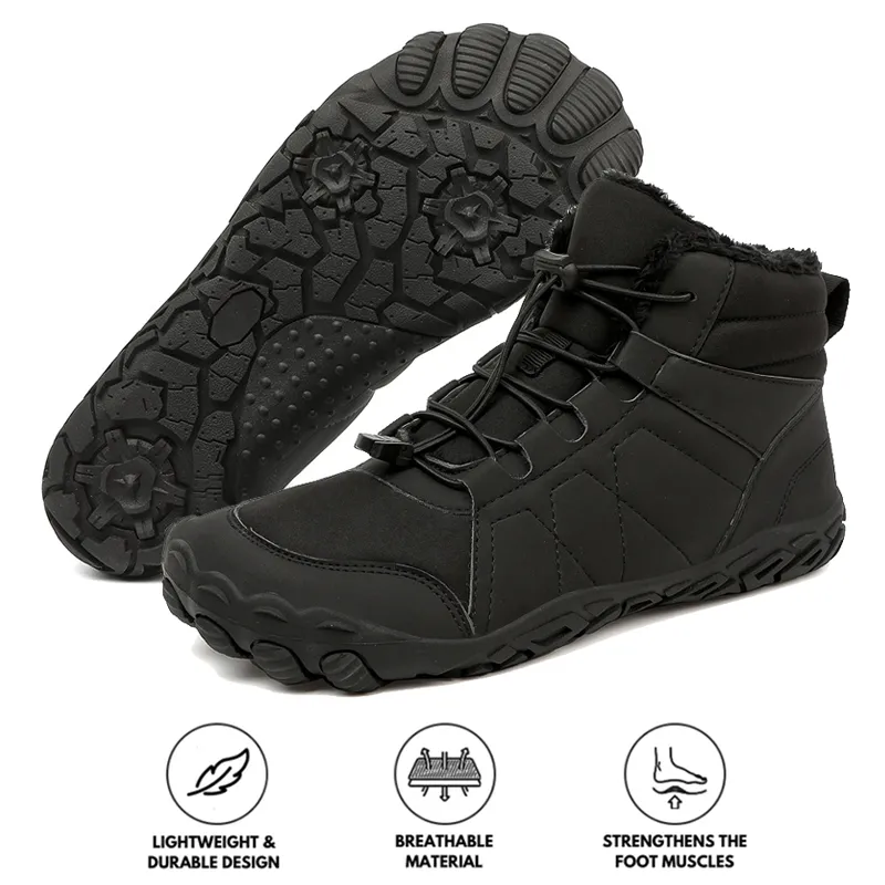 Outdoor Thickened Cotton Shoes Snow Boots Non-slip & Waterproof Winter Barefoot Shoe (Unisex)