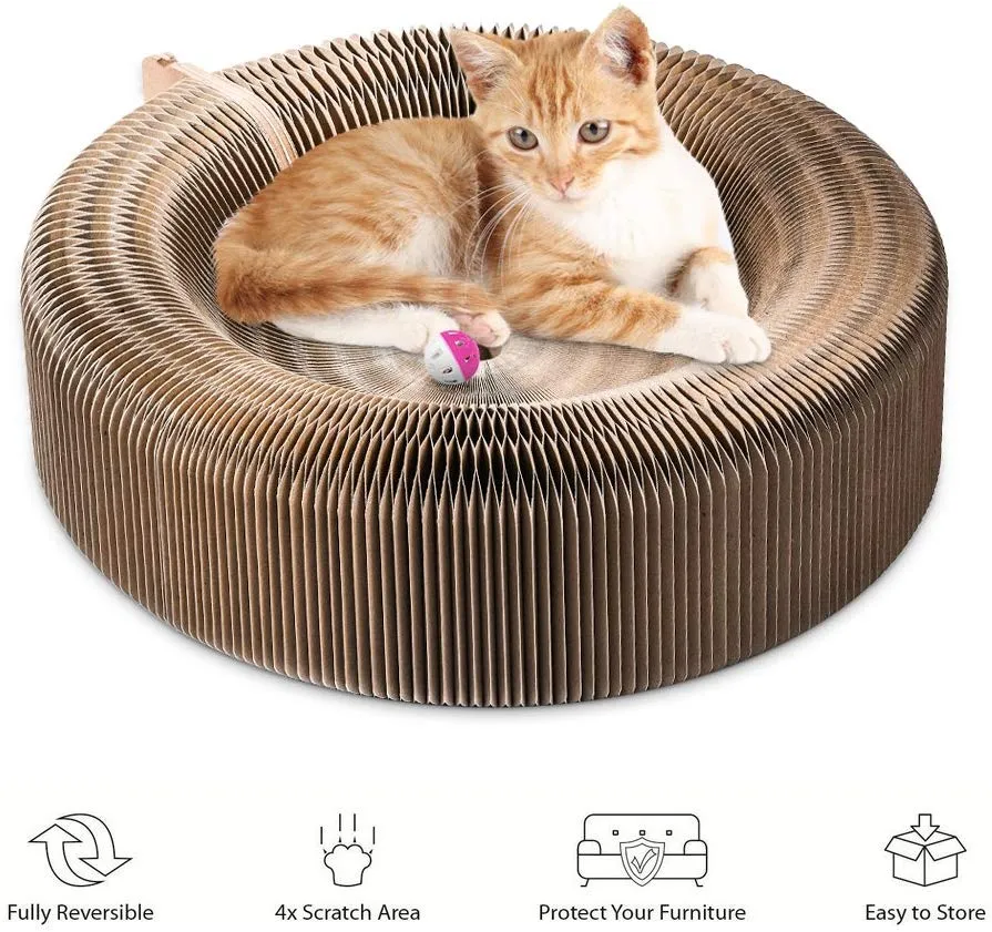 Pet Cat Scratcher Lounge Bed Collapsible Folding Corrugated Paper Deform Cat Scratch Board For Cat Bed Mat Kitten Toy Pet Supply