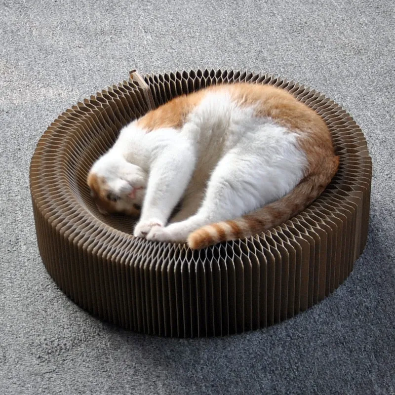 Pet Cat Scratcher Lounge Bed Collapsible Folding Corrugated Paper Deform Cat Scratch Board For Cat Bed Mat Kitten Toy Pet Supply