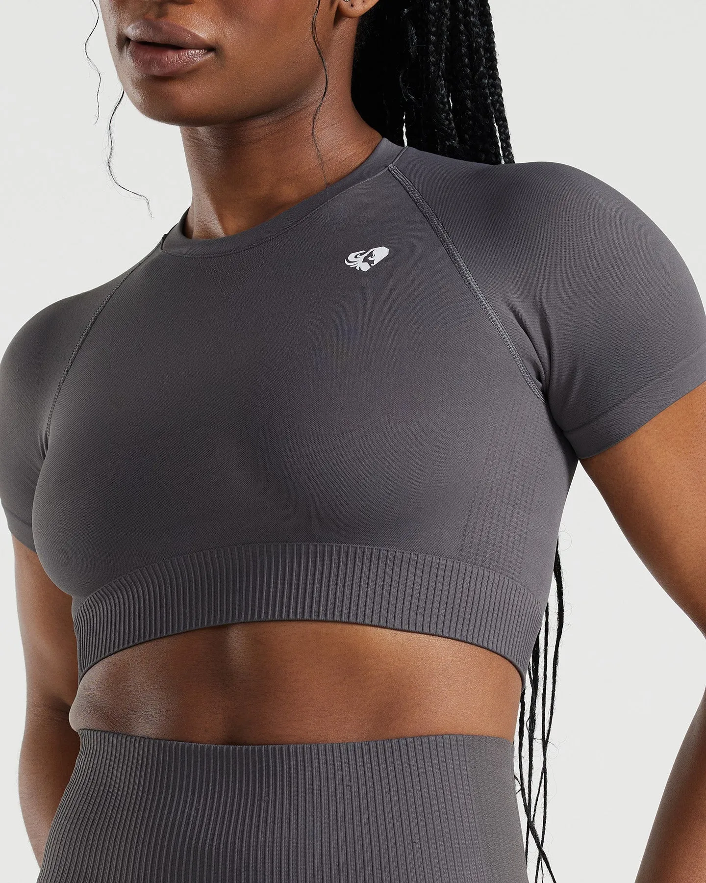 Power Seamless Short Sleeve Crop Top | Graphite