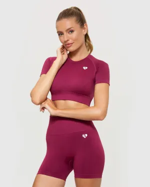 Power Seamless Short Sleeve Crop Top | Raspberry