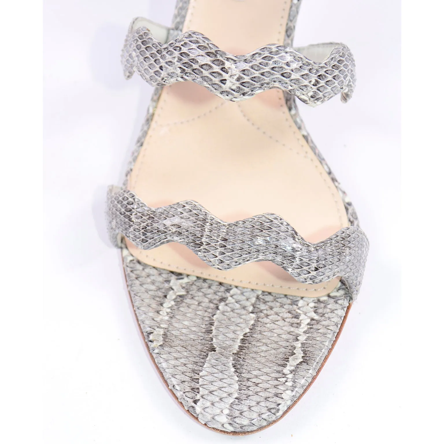 Prada Snakeskin Ankle Strap Shoes With Zip Heels 37