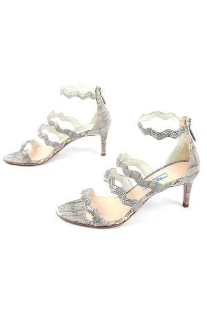 Prada Snakeskin Ankle Strap Shoes With Zip Heels 37